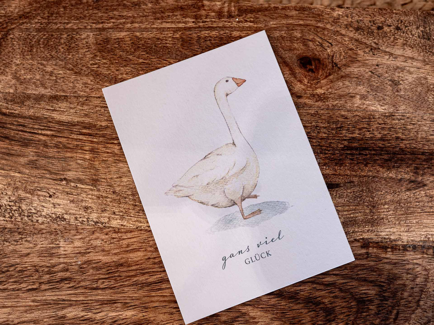 Postkarte »Gans viel Glück«